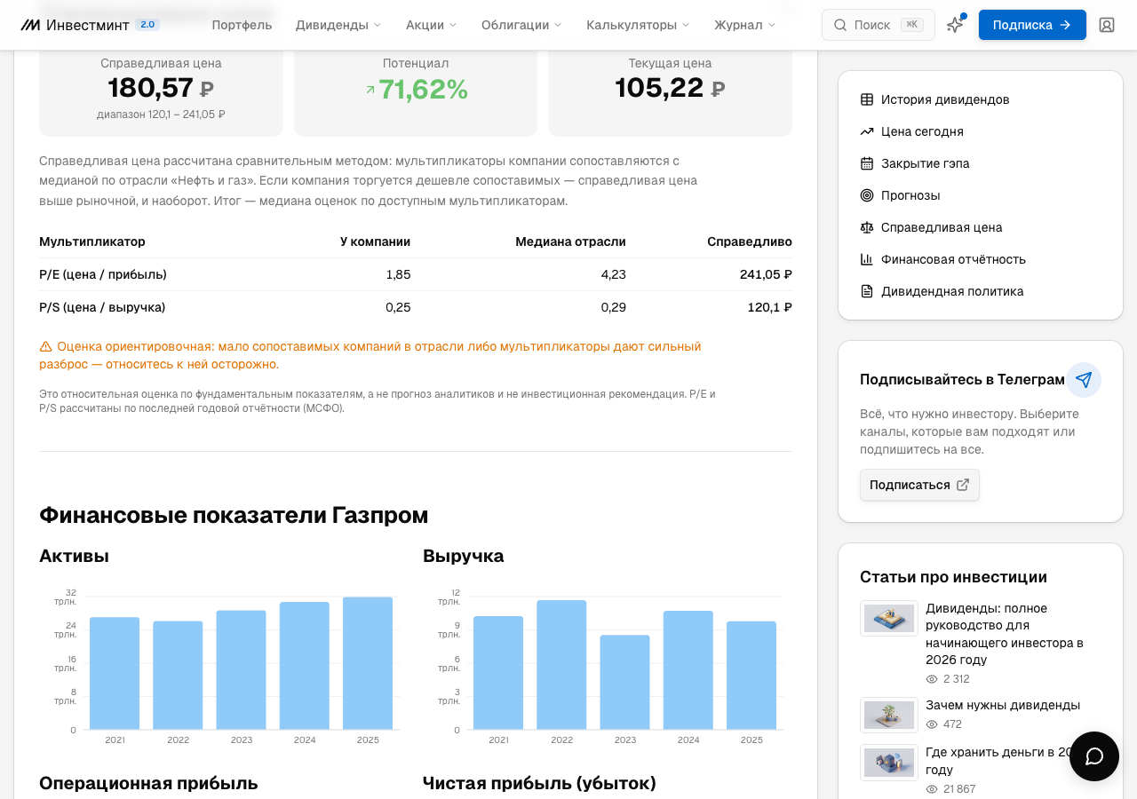 Справедливая цена Газпрома